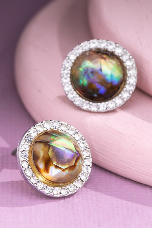 ROUND RHINESTONE STUD EARRINGS